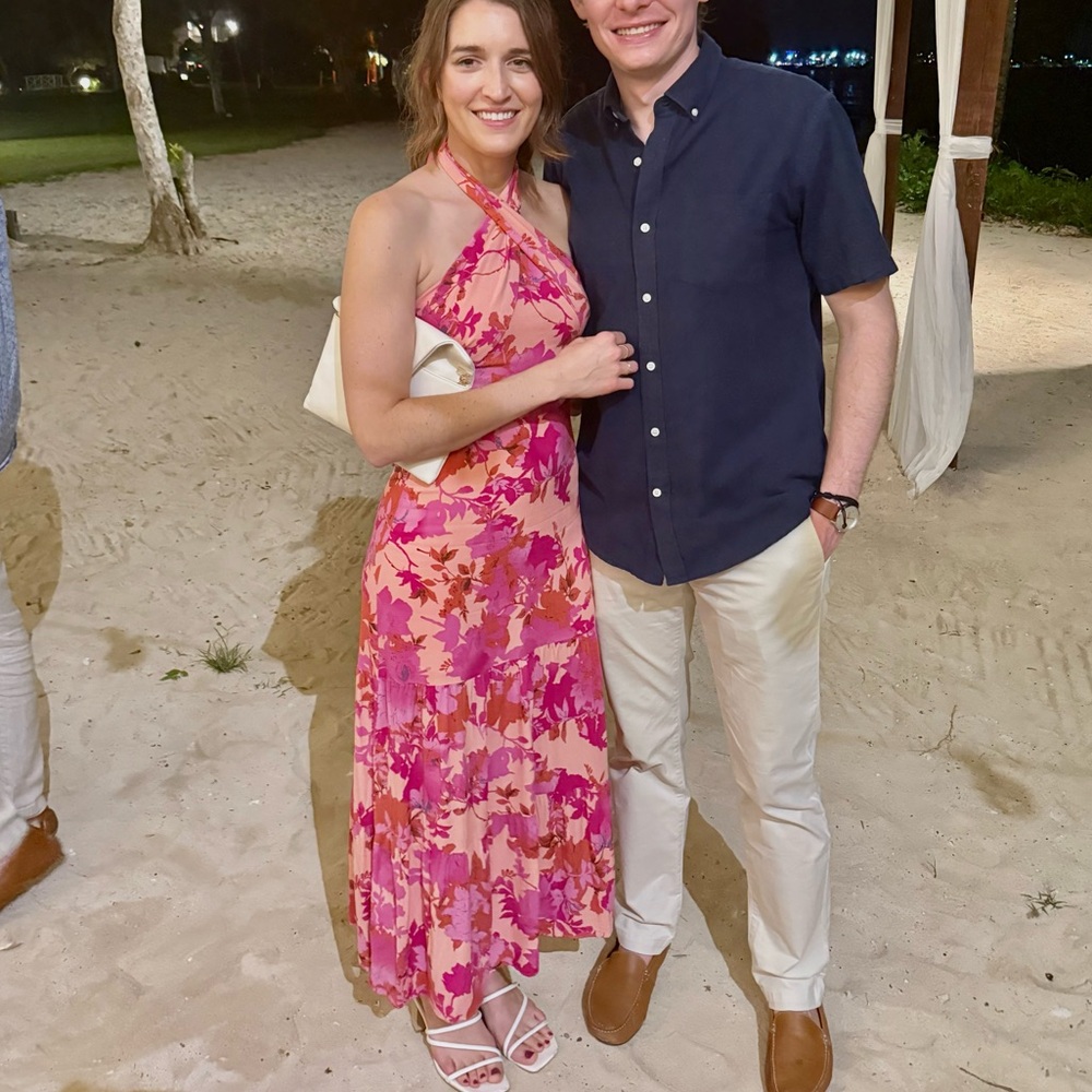 Halter midi pink floral dress - Picture 1 of 5